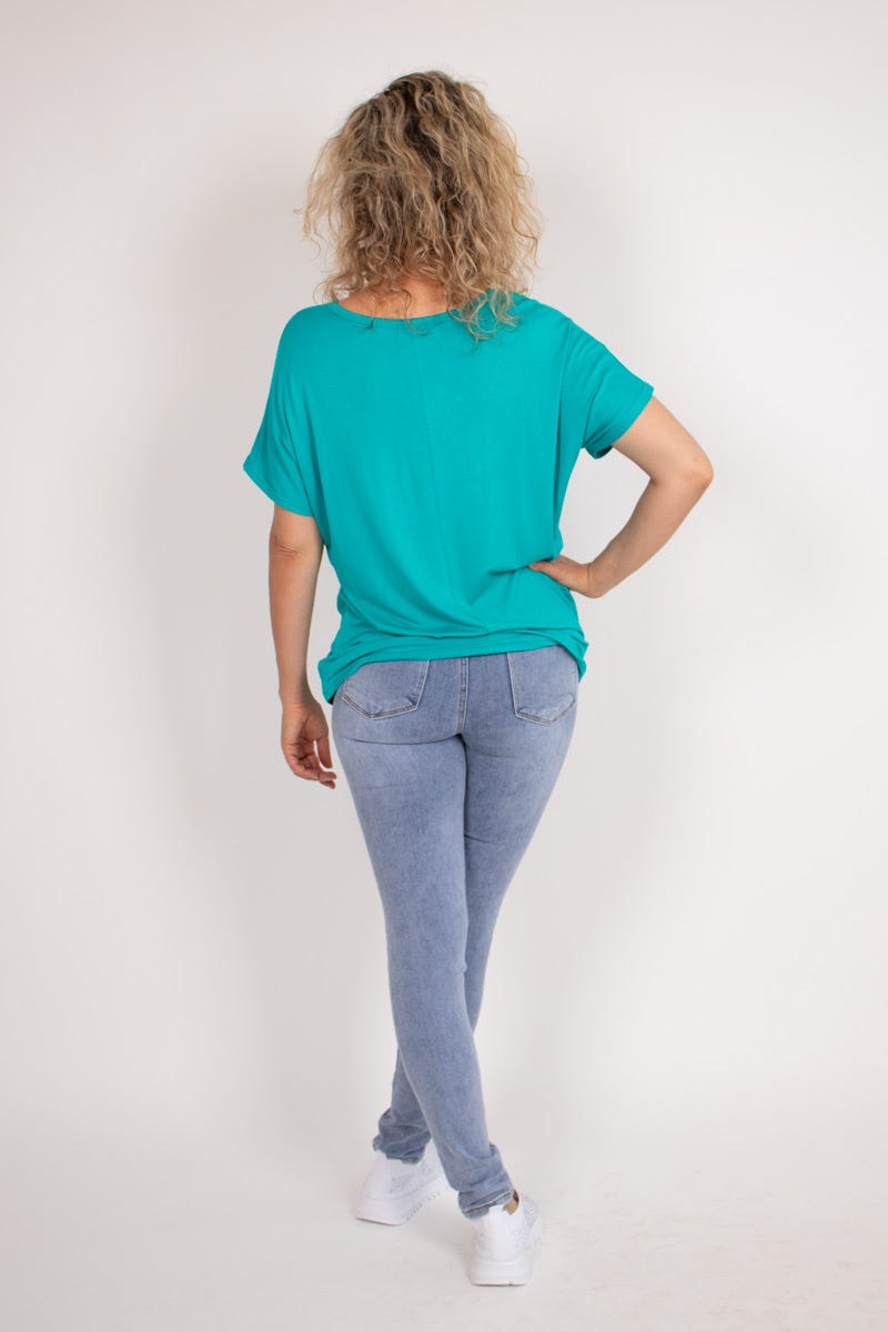 T-shirt med ugle motiv Aqua