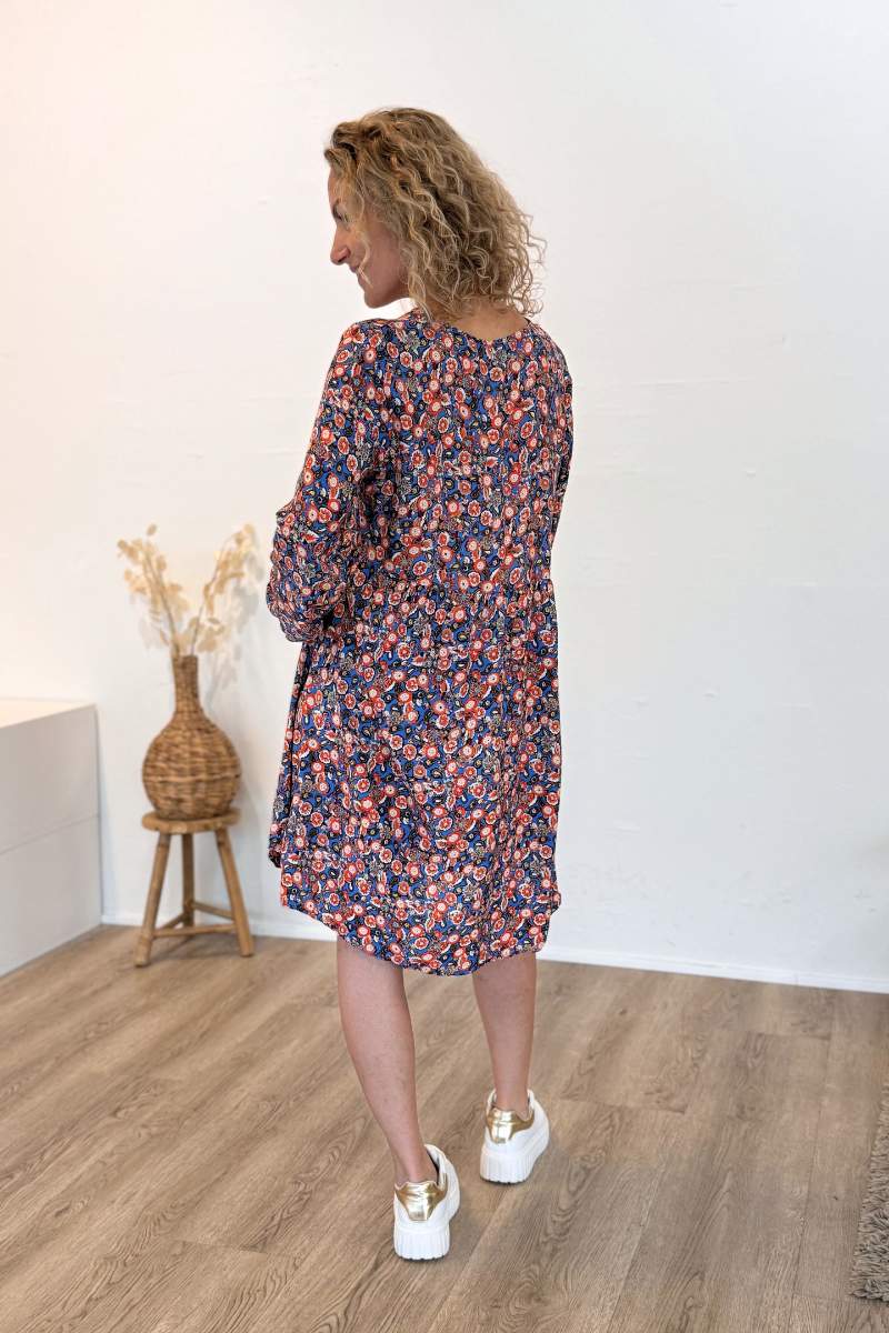 Tunika-Kleid mit Blumen und Paisley-Muster Kobaltblau