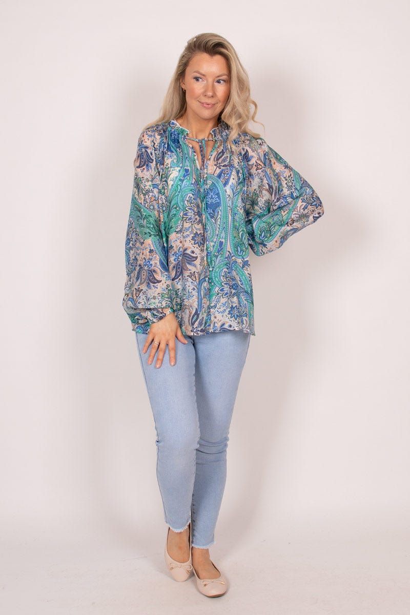 Bluse mit Paisley-Muster Blau