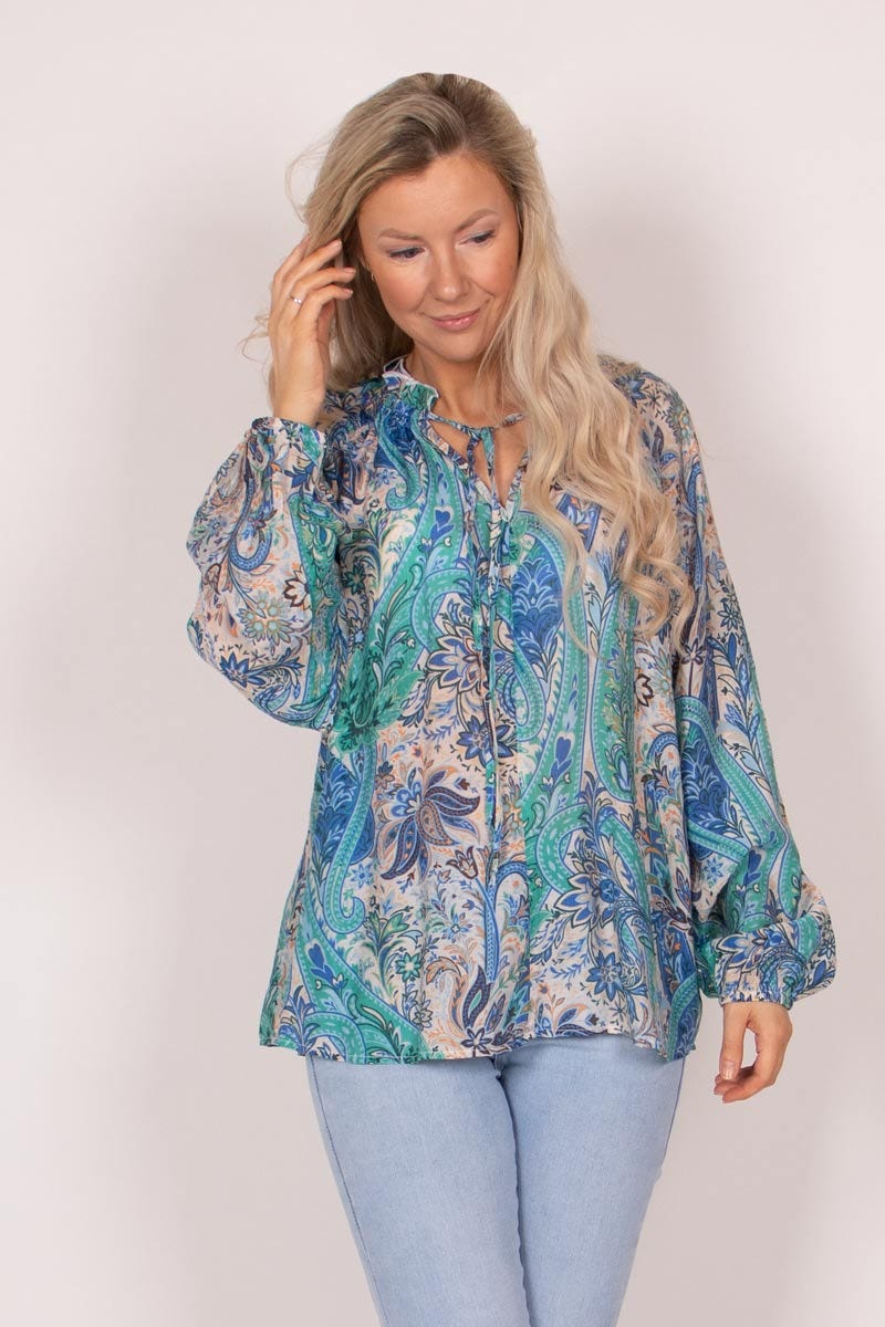 Bluse mit Paisley-Muster Blau