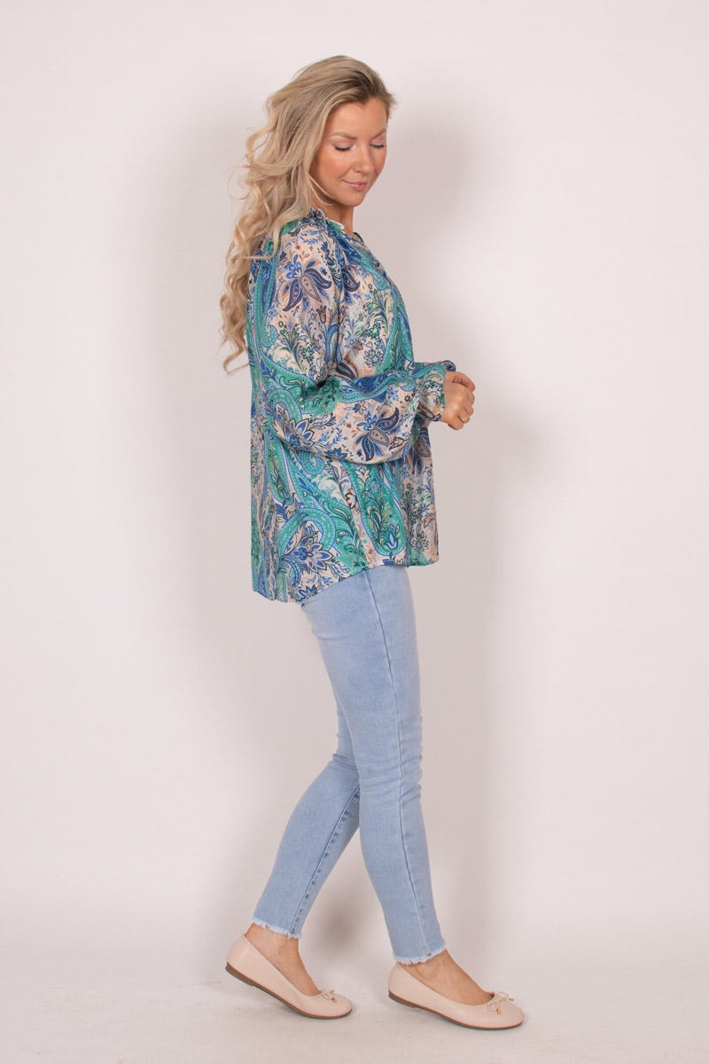 Bluse mit Paisley-Muster Blau