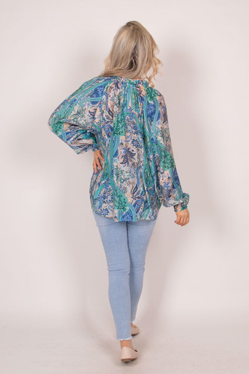 Bluse mit Paisley-Muster Blau