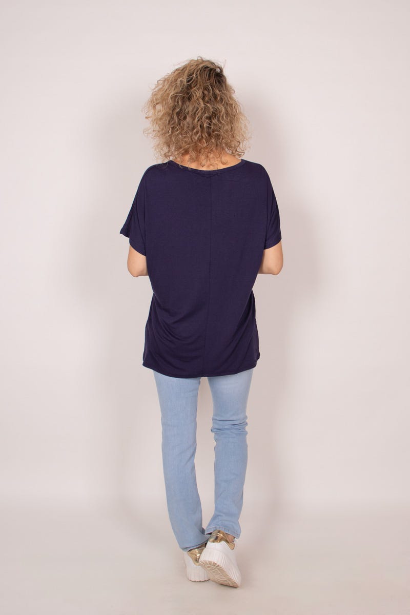 T-shirt m. sommerfugl Navy