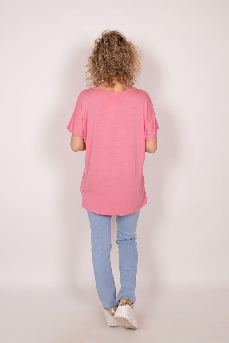 T-shirt m. sommerfugl Rosa