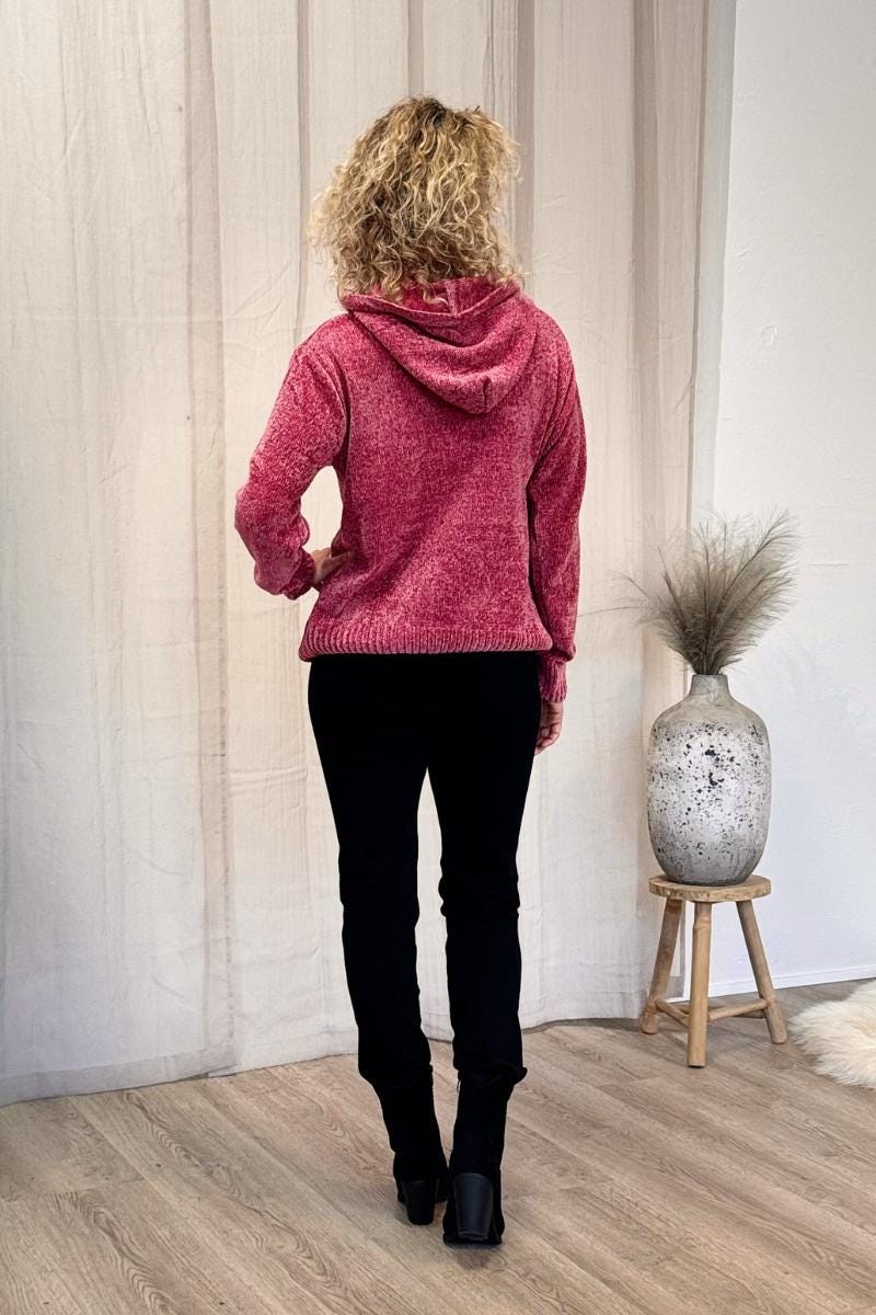 Gestrickter Kapuzenpullover mit Sten Print Pink