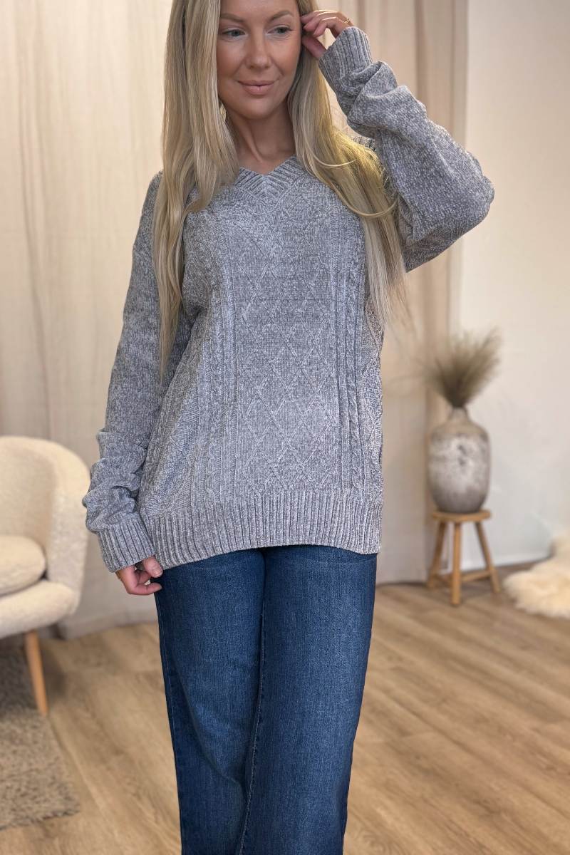 Chenille Pullover Grau