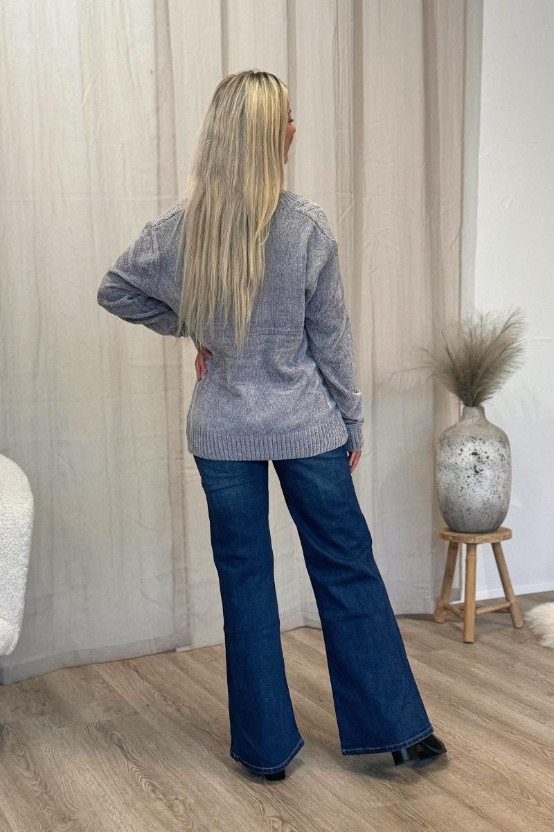 Chenille Pullover Grau