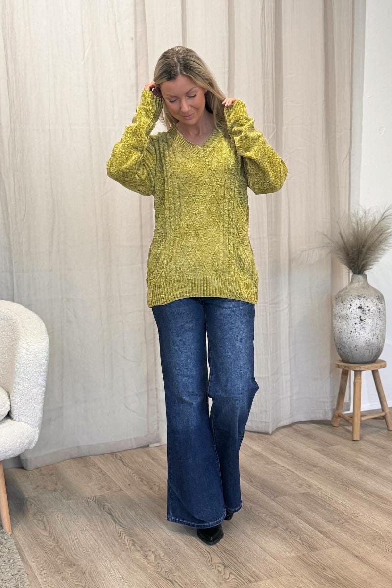 Chenille Pullover Kiwigrün