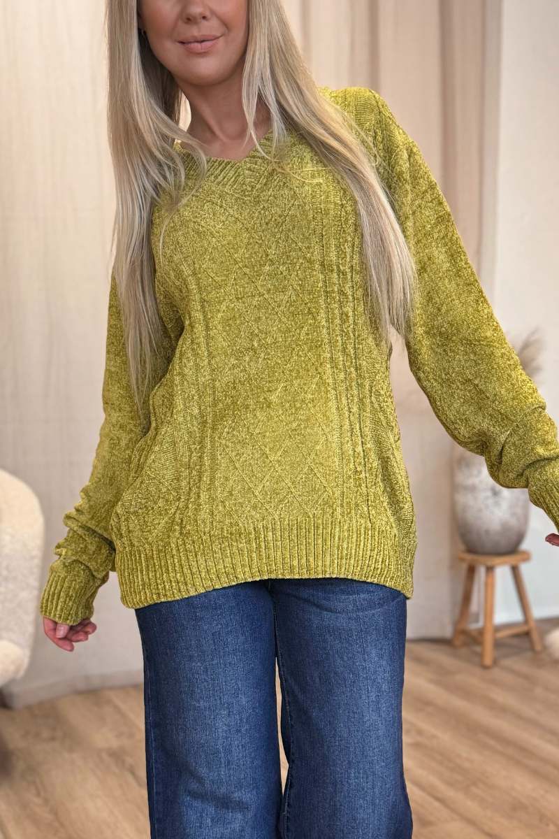 Chenille Pullover Kiwigrün