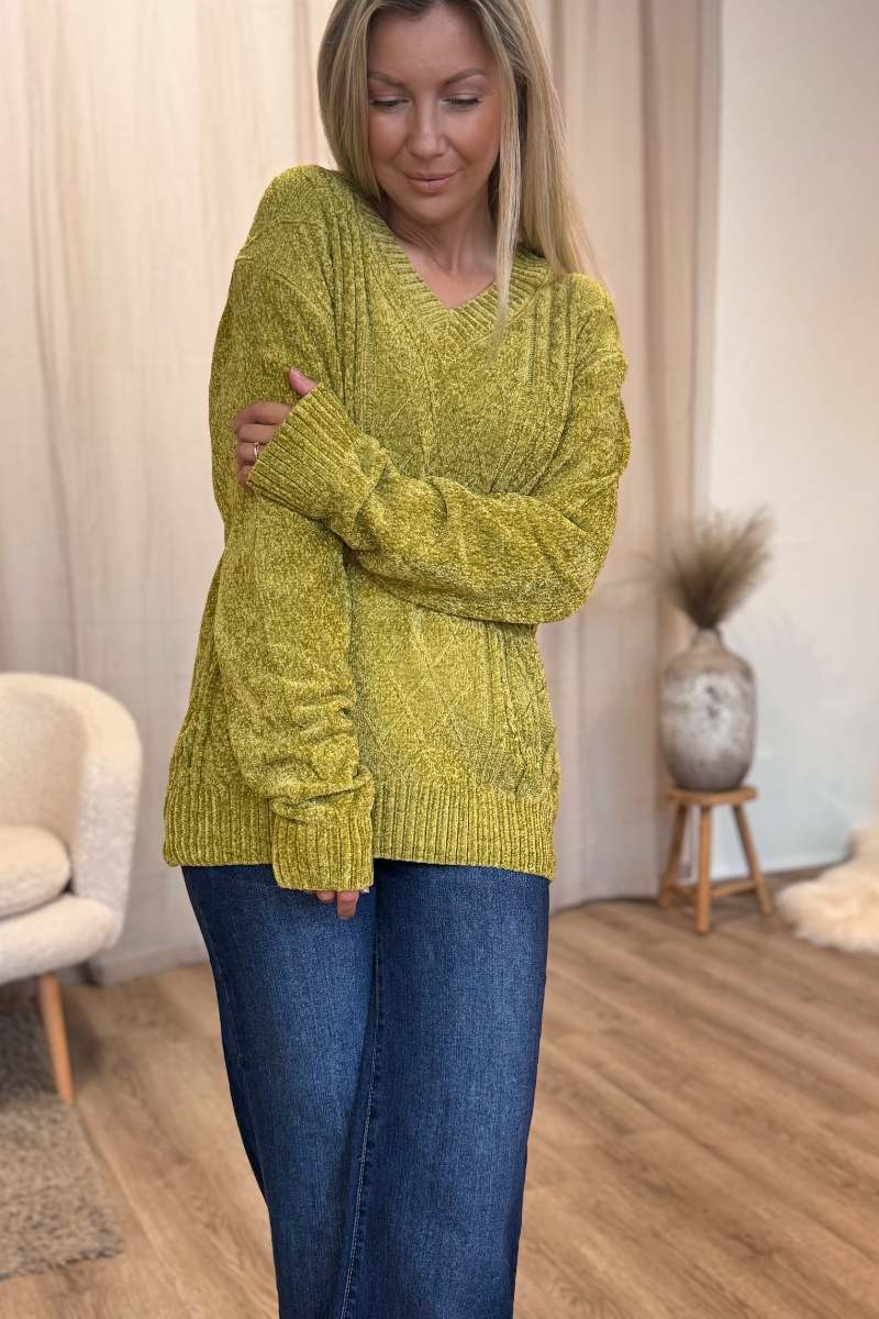 Chenille Pullover Kiwigrün