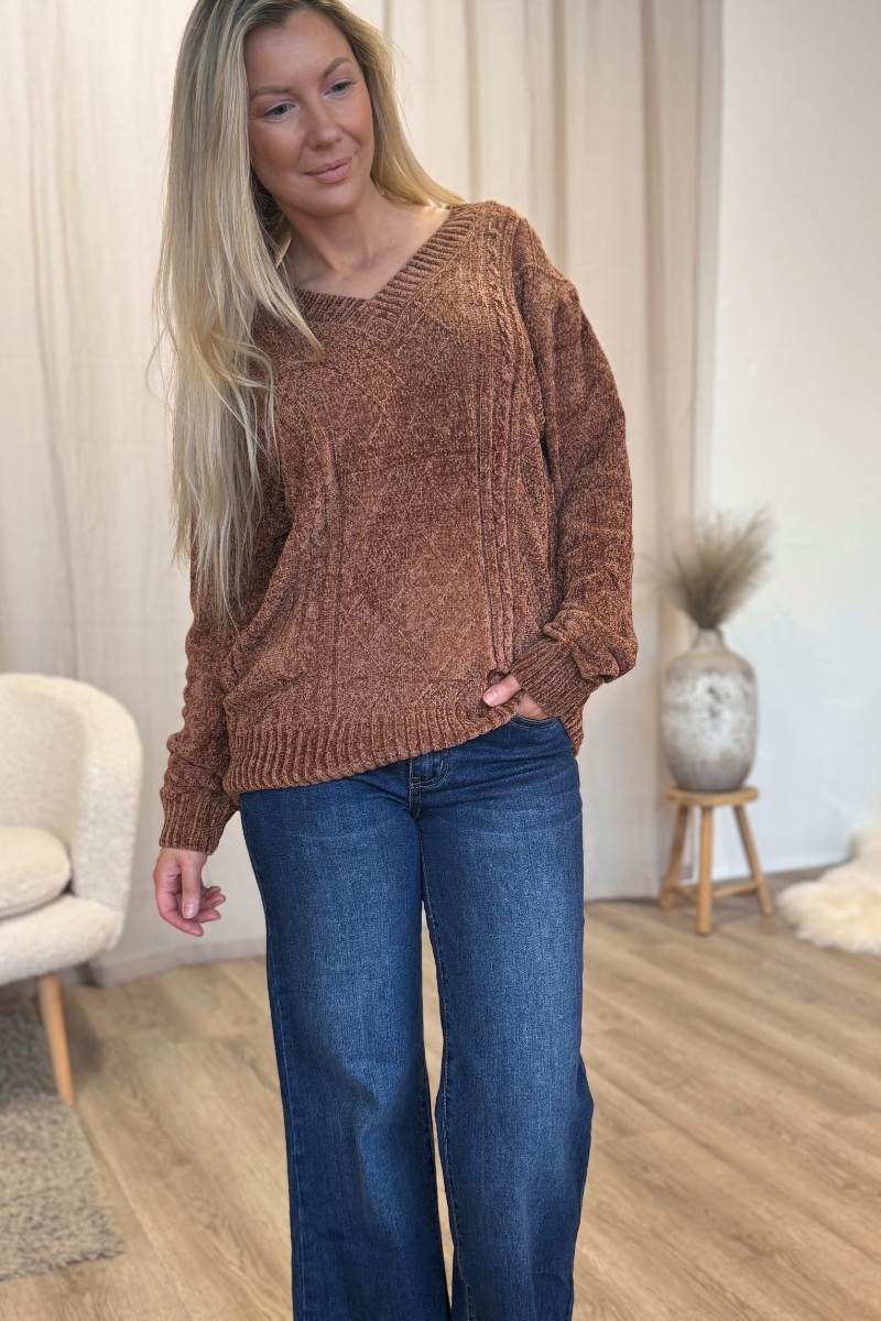 Chenille Pullover Braun