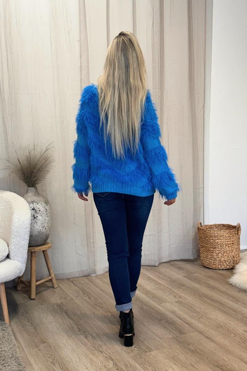 Gestreifter Strickpullover Blau