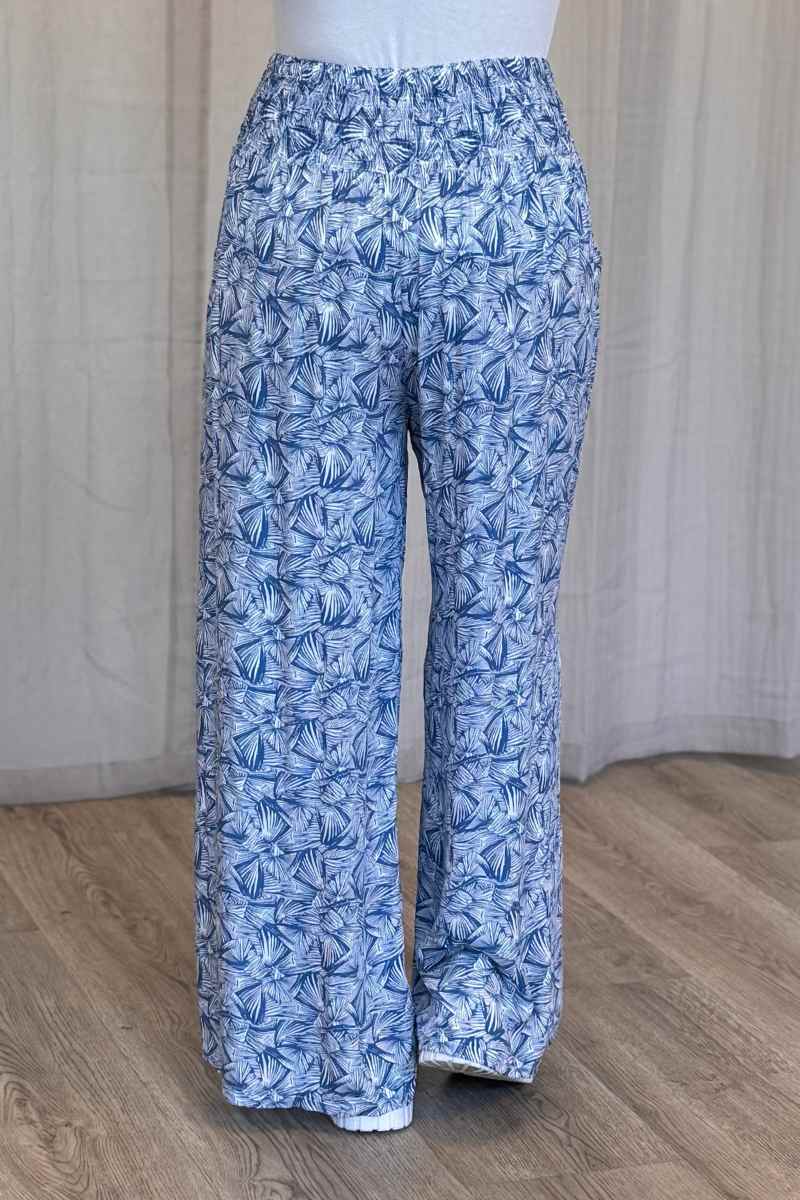 Gemusterte Hose mit Smock-Details Blau