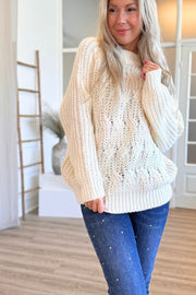 Stormasket strik bluse Creme