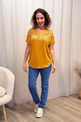 T-shirt m. glimmersten Mustard