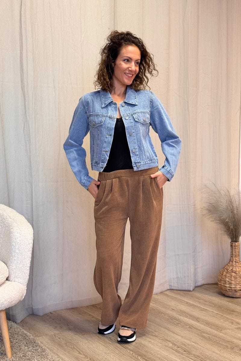 Denim jakke m. similisten