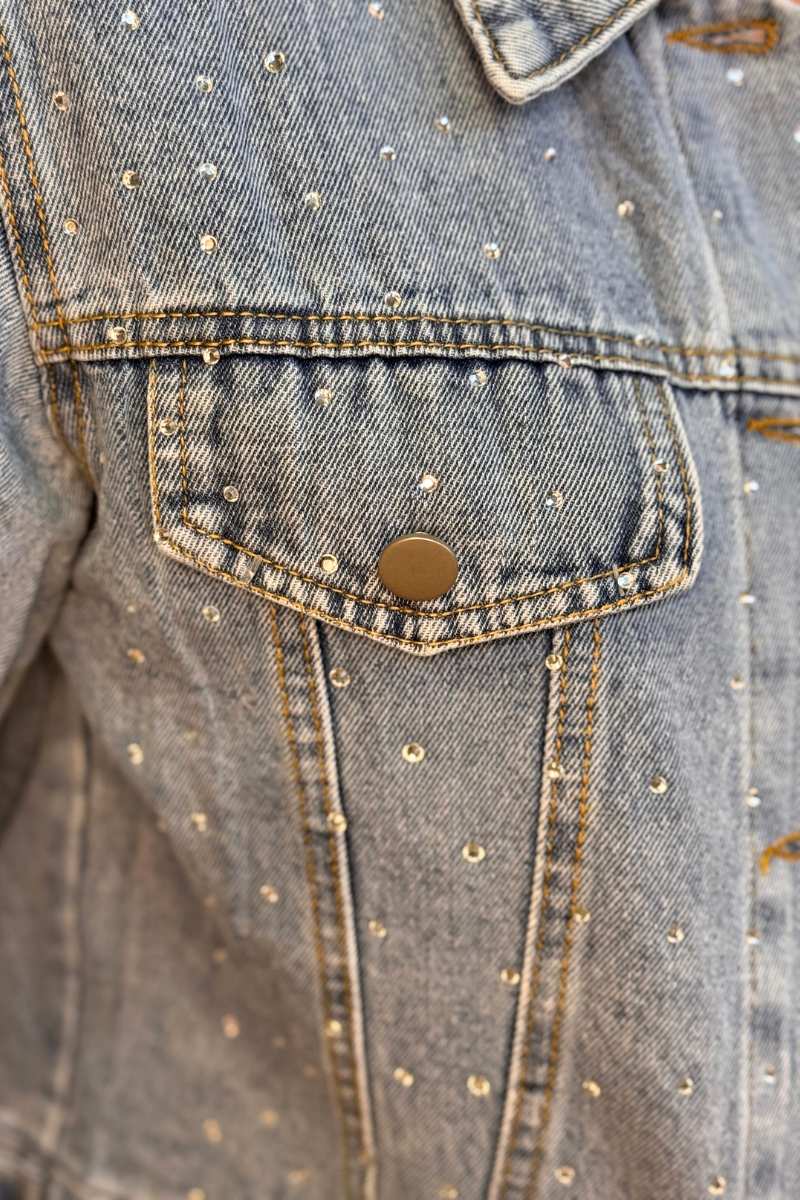 Denim jakke m. similisten