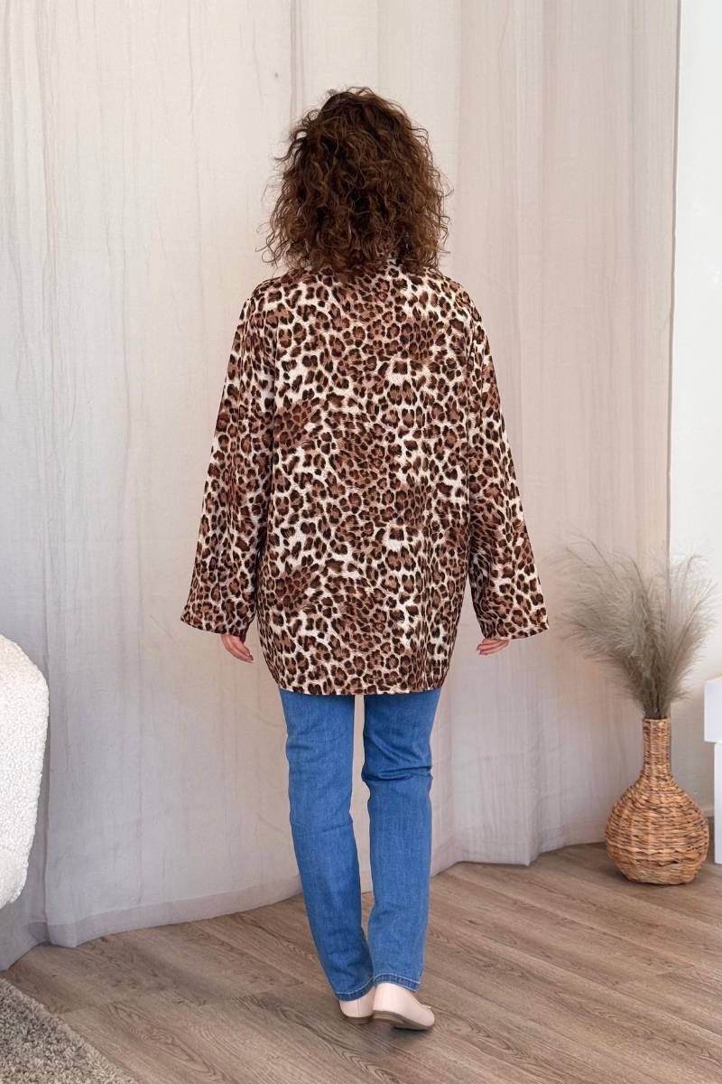 Skjorte m. leopardprint Creme