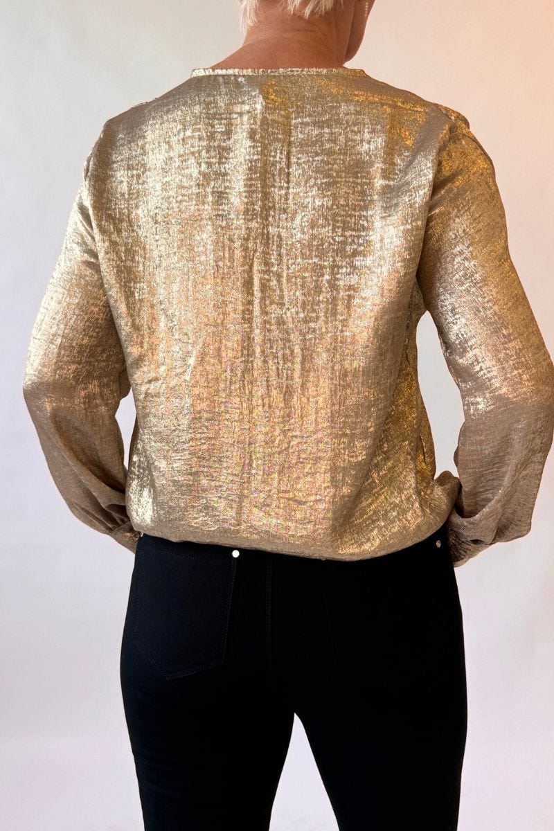 Bluse med crossover detalje  Guld