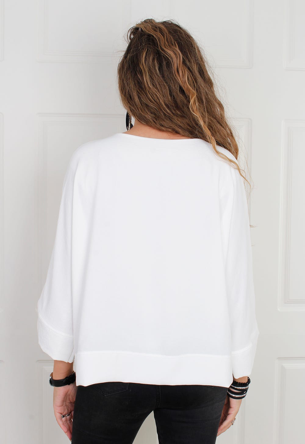 Bluse mit weiten Ärmeln, creme