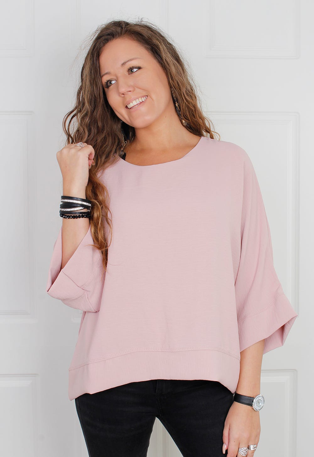 Bluse mit weiten Ärmeln, rosa