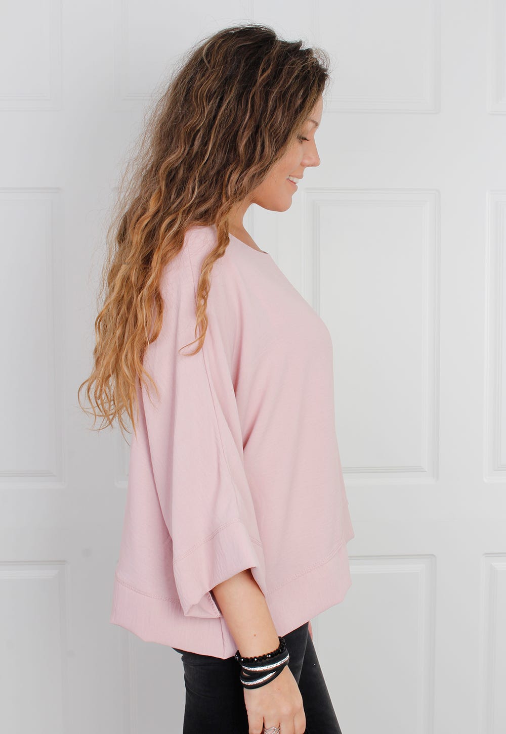 Bluse mit weiten Ärmeln, rosa