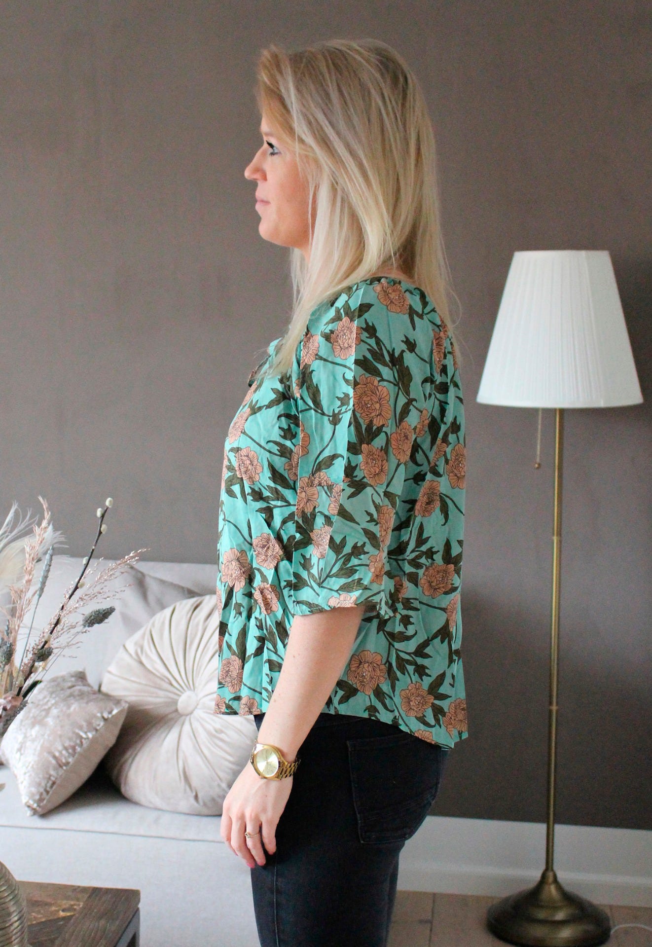 Bluse mit Rüschenärmeln, mint