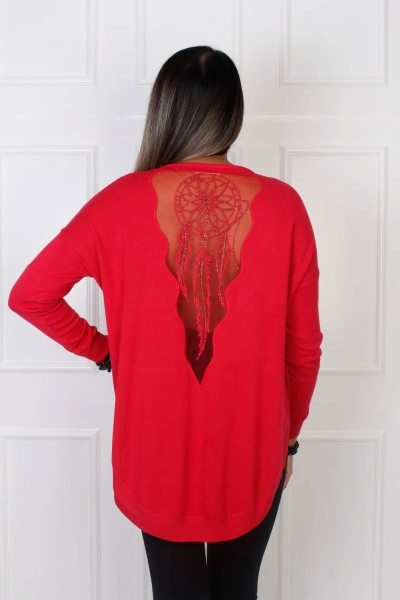 Bluse mit Traumfängermotiv, rot