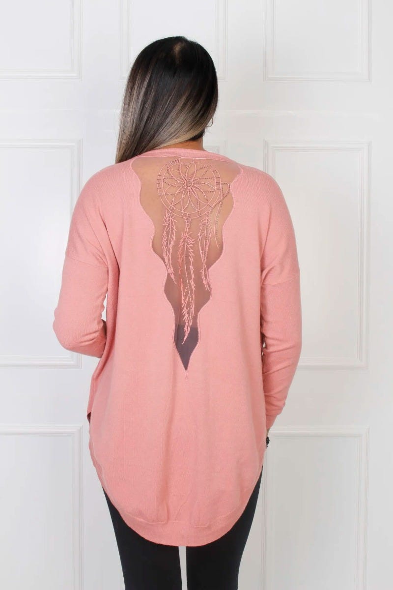 Bluse mit Traumfängermotiv, rosa