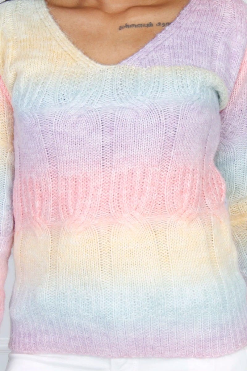 Strickpullover mit Farbwechsel, regenbogen