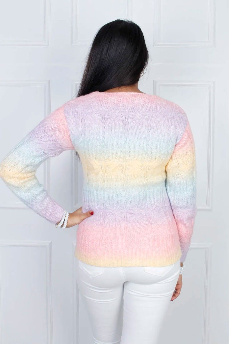 Strickpullover mit Farbwechsel, regenbogen