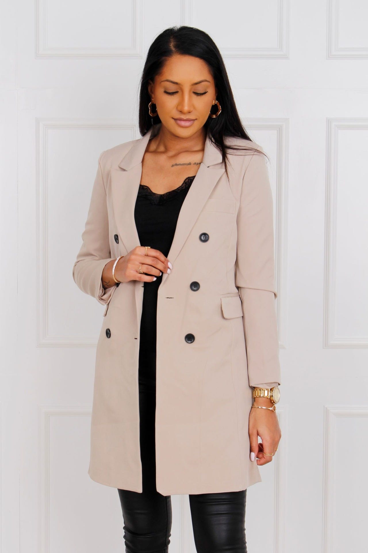 Clara Blazer lang, beige