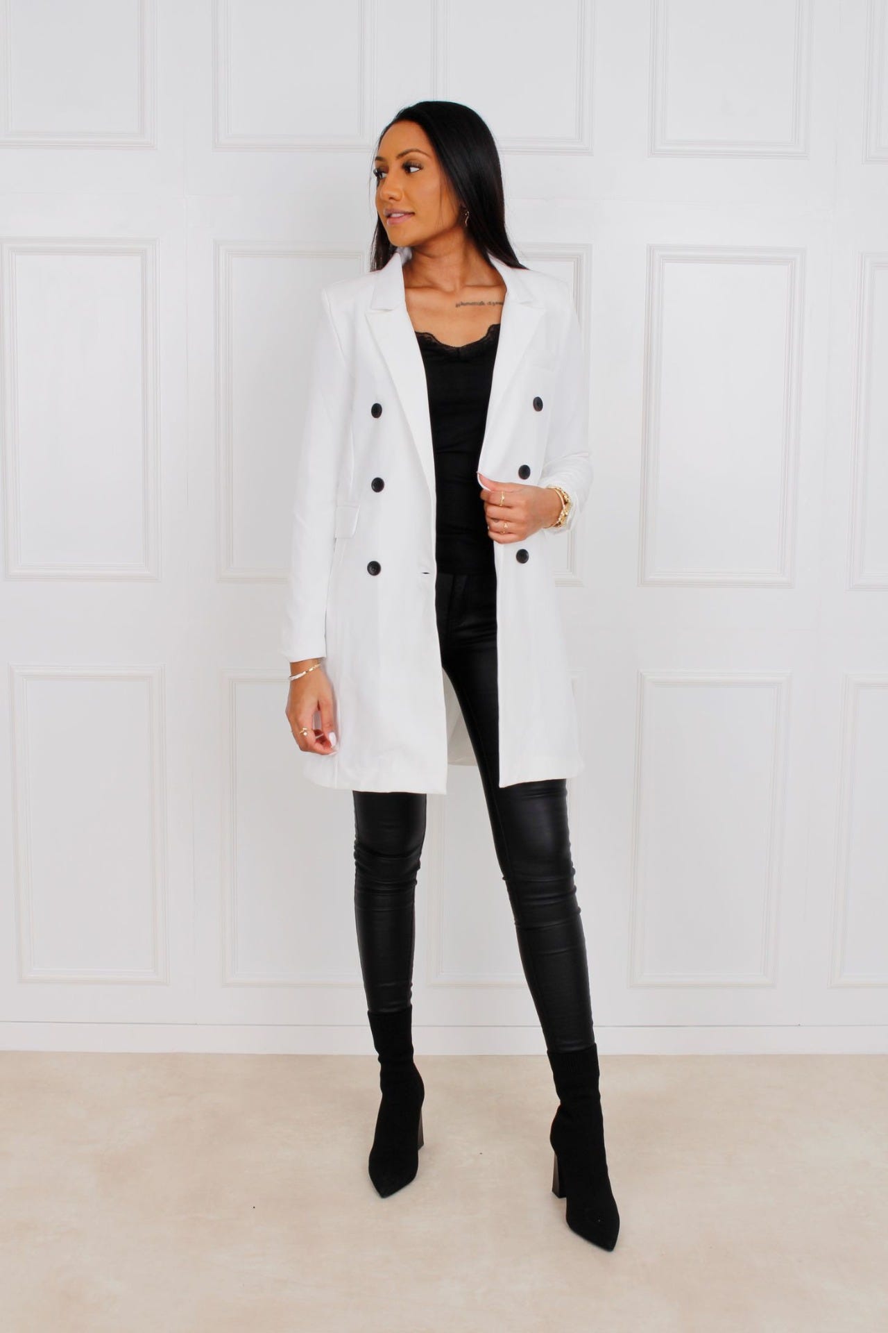 Clara lang blazer, hvid