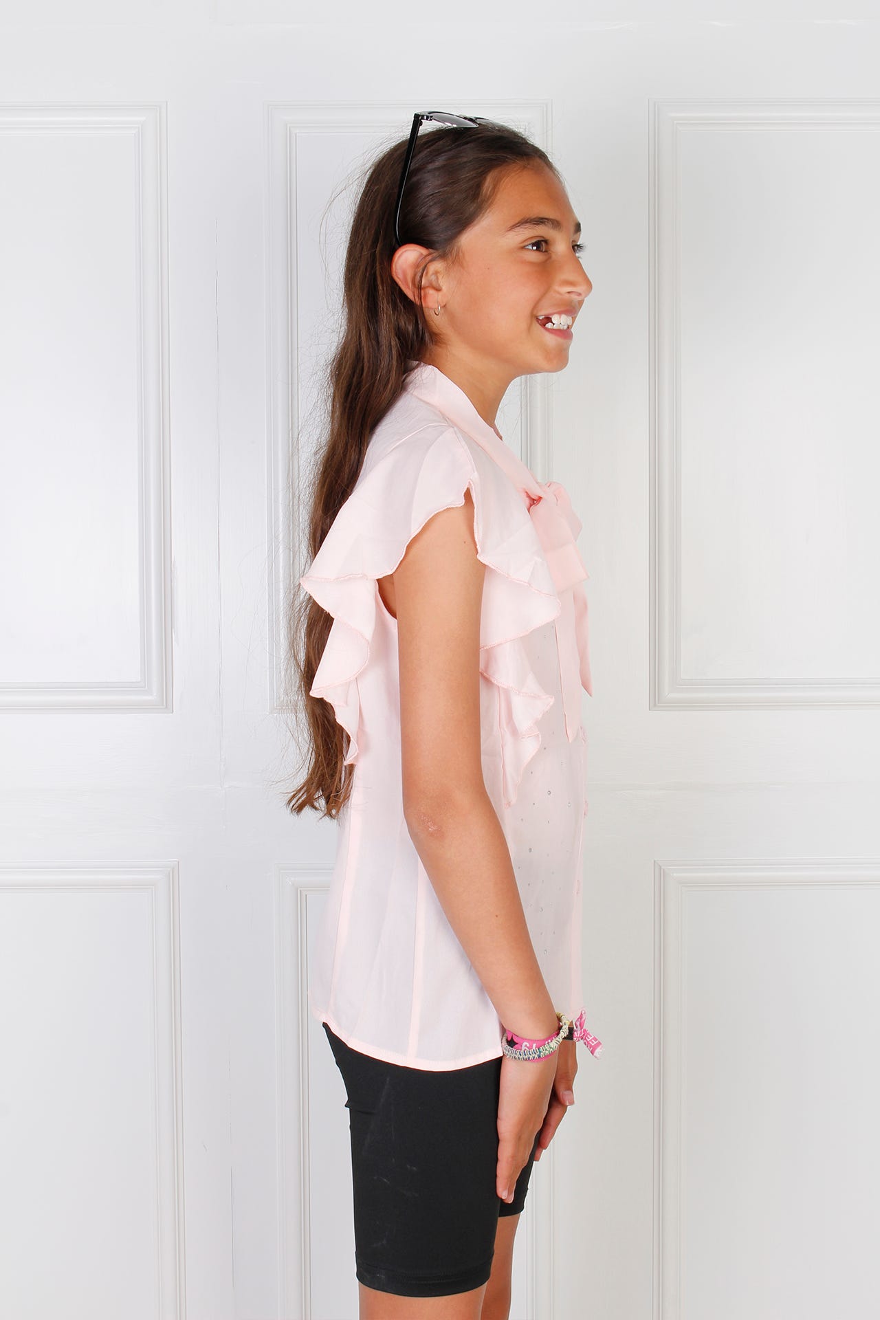 Top mit Halschleife und Details, rosa