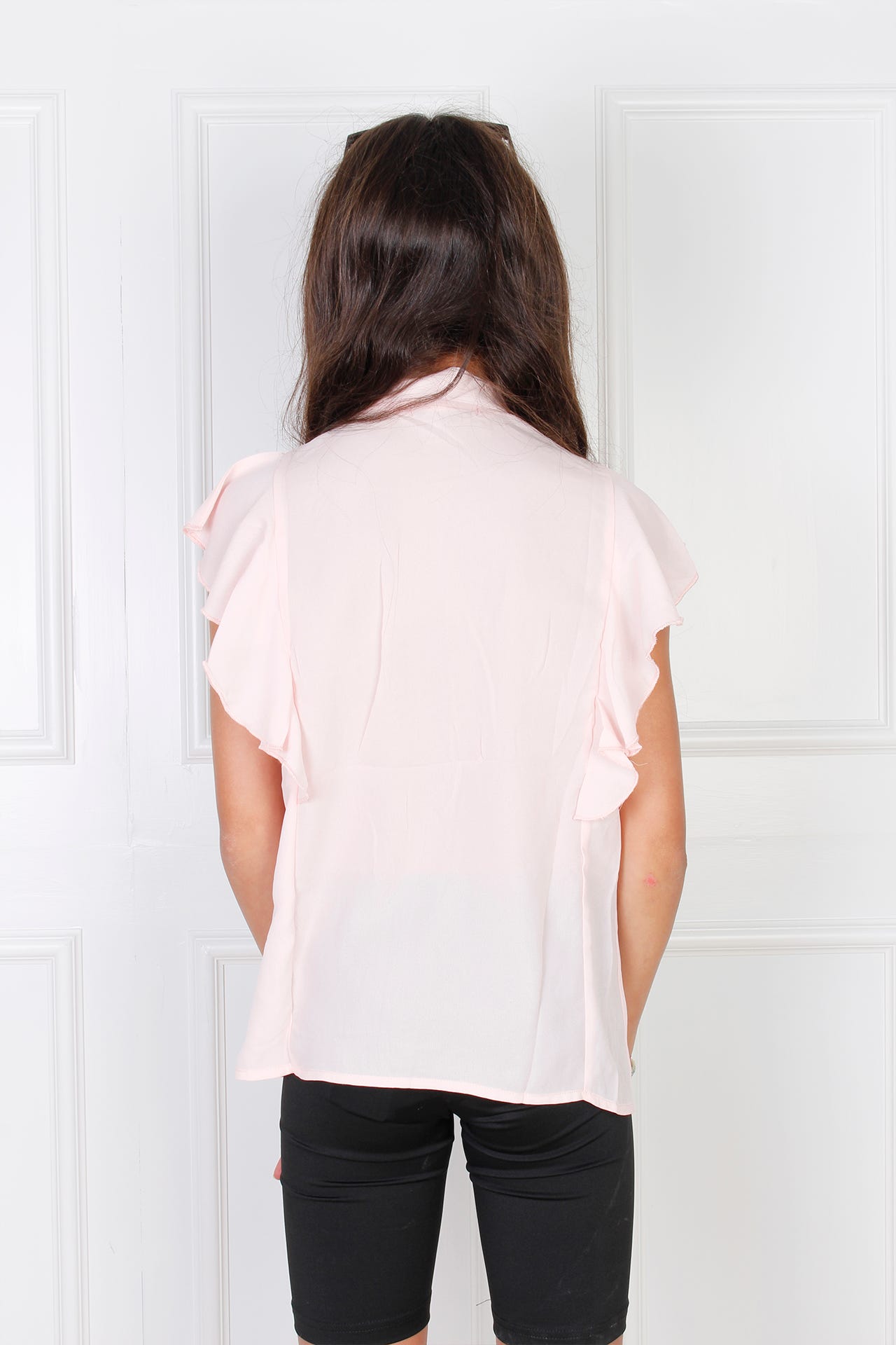 Top mit Halschleife und Details, rosa