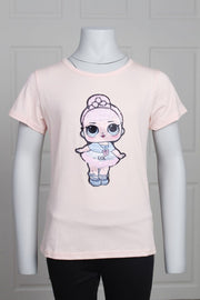 T-shirt med dukke motiv, ballerina