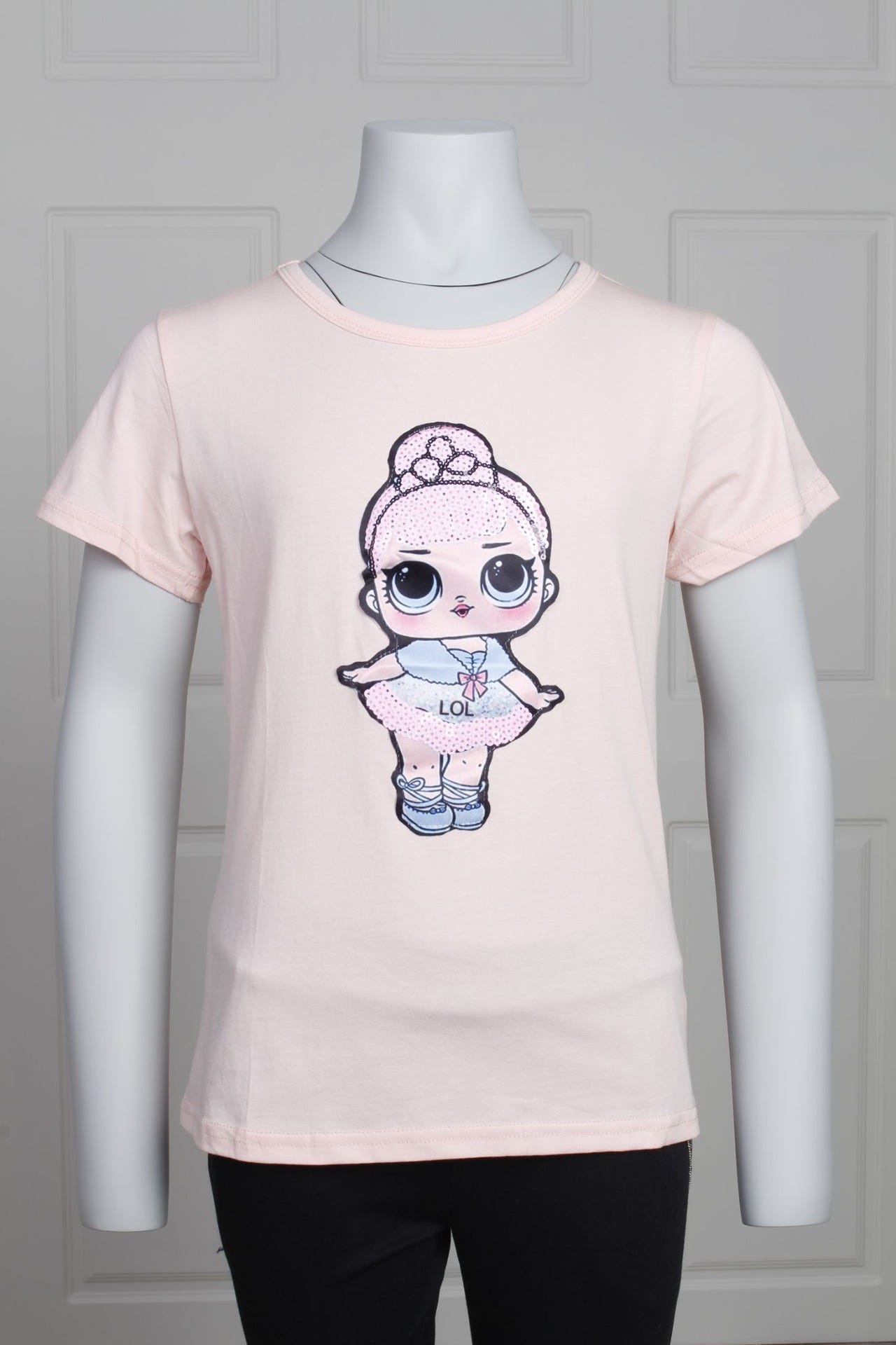 T-Shirt mit Puppenmotiv, pink