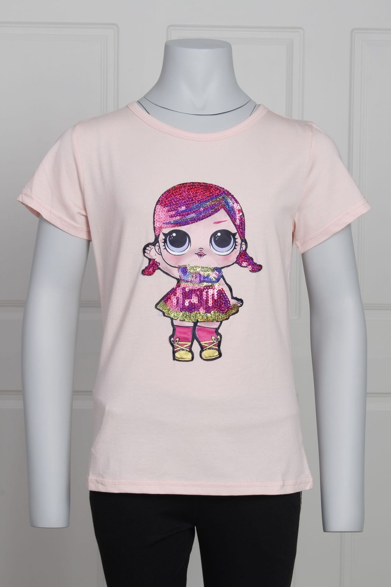 T-Shirt mit Puppenmotiv, pink