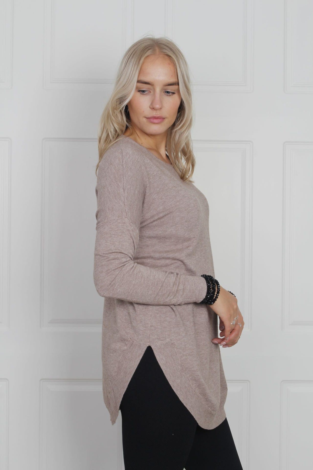 Bluse med drømmefanger, taupe