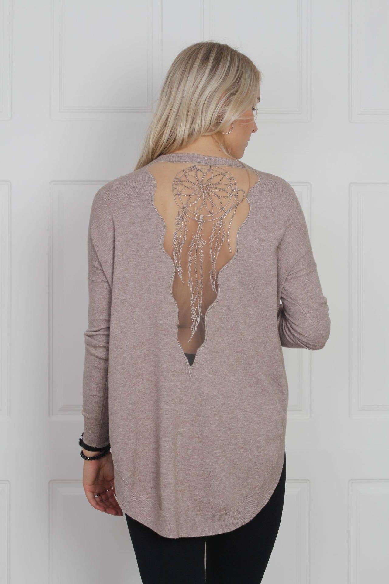 Bluse mit Traumfängermotiv, taupe