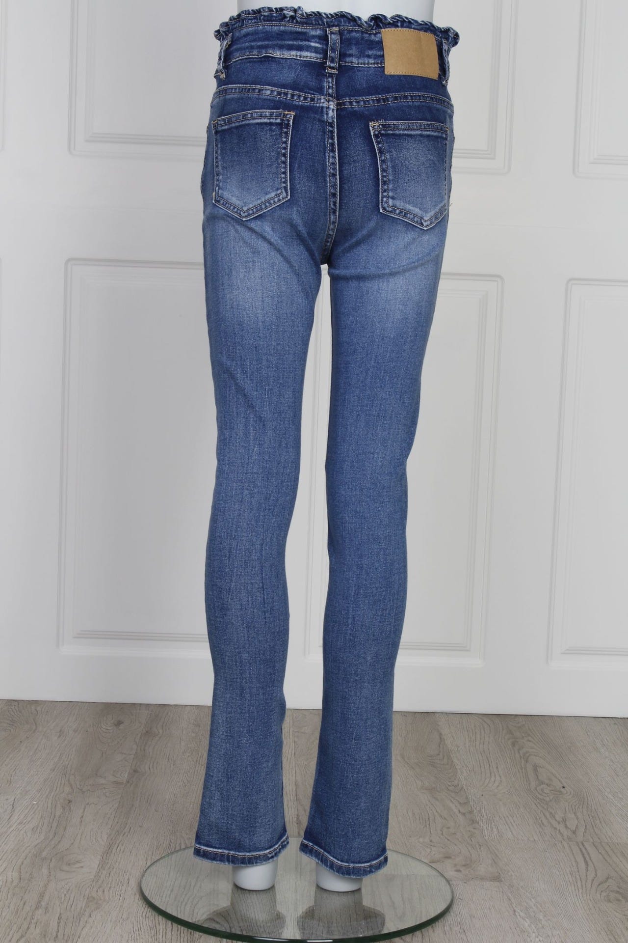 Højtaljede jeans med elastik, denim