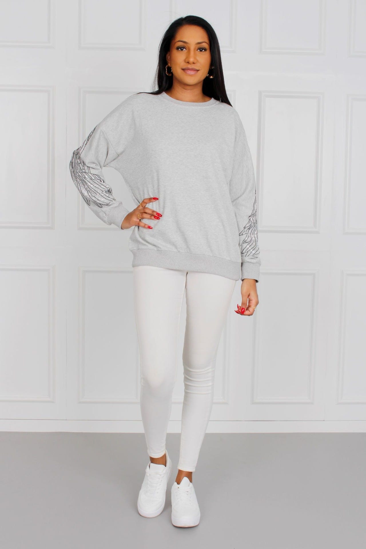 Sweatshirt mit Glimmerflügeln, grau