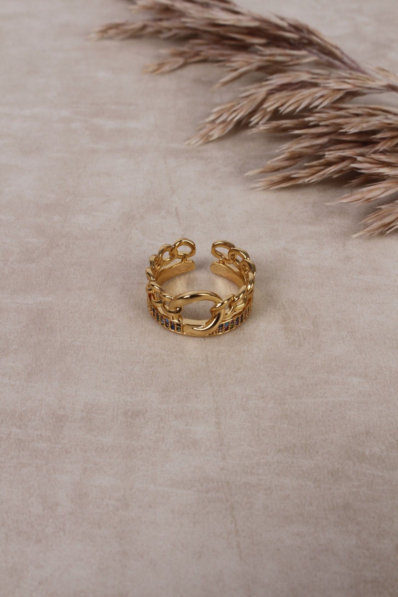  Sophia Ring mit Kettenoptik, gold