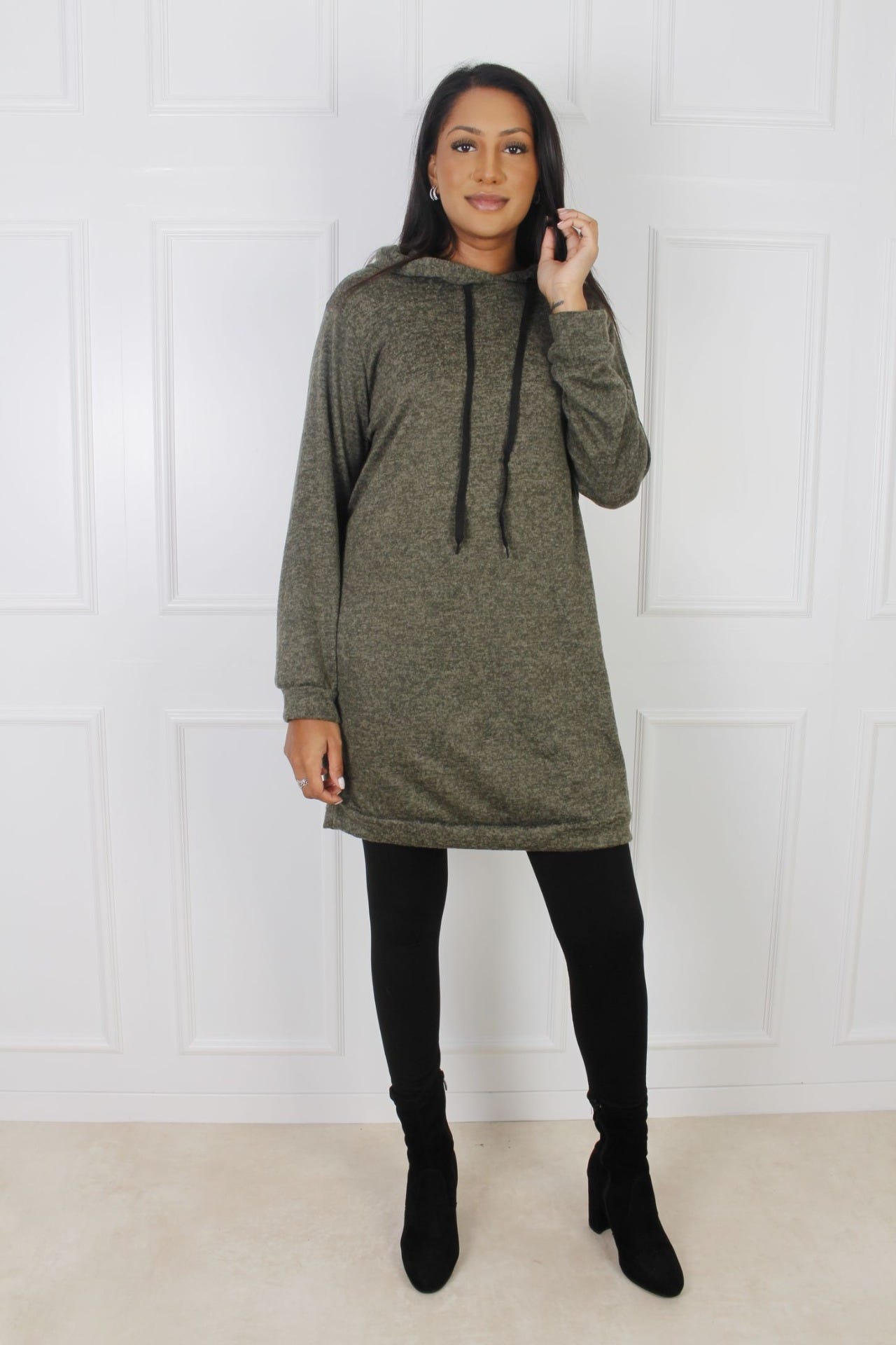 Hoodiekleid, khaki