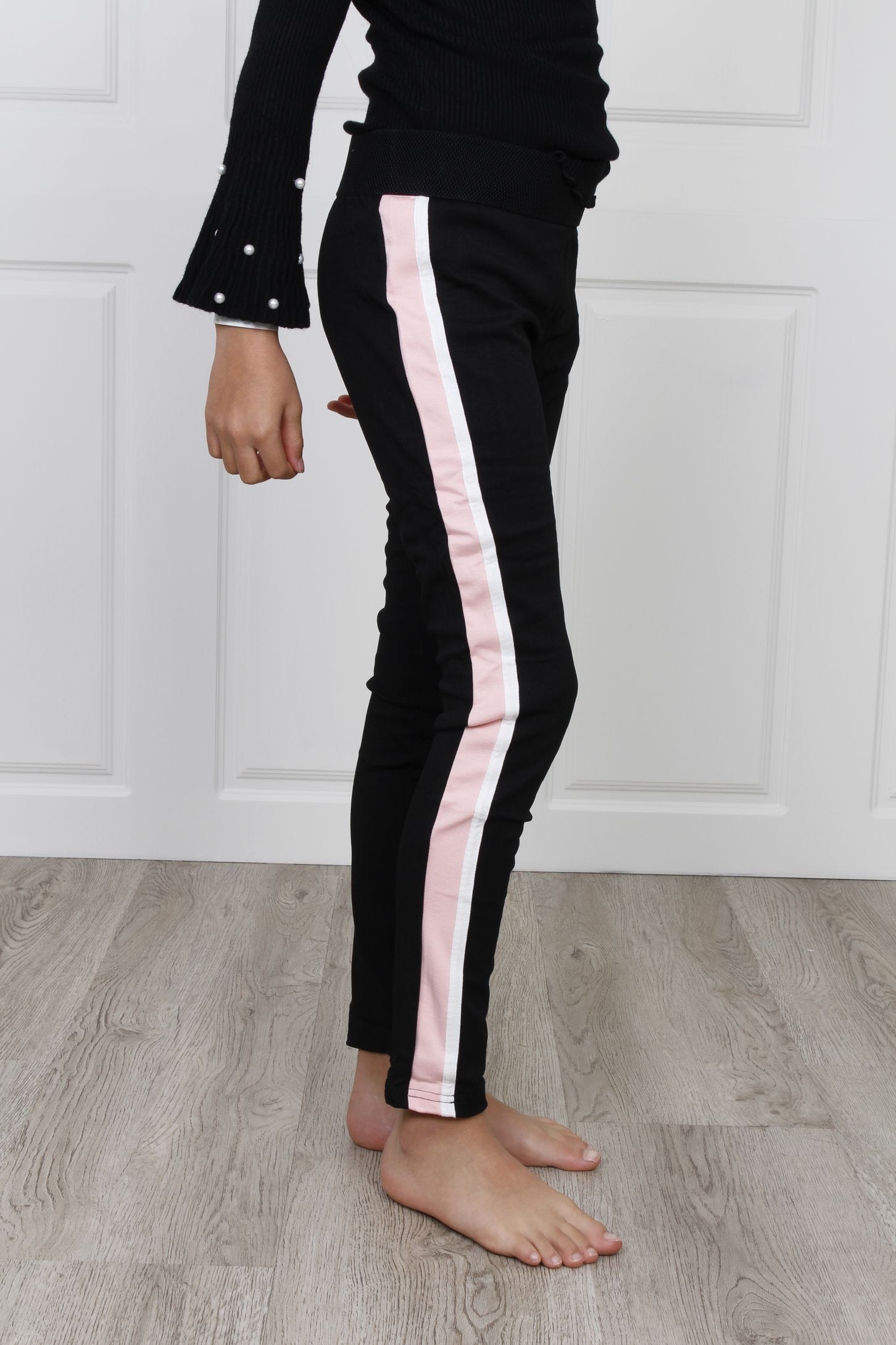 Leggings mit Streifen, schwarz/rosa