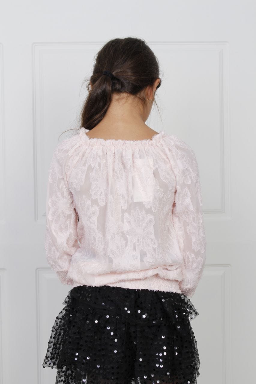 Bluse med snydeknapper, pink