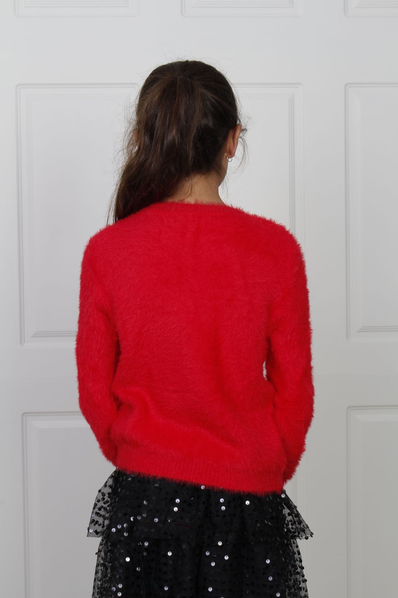 Strickpullover mit Paillettenmotiv, rot