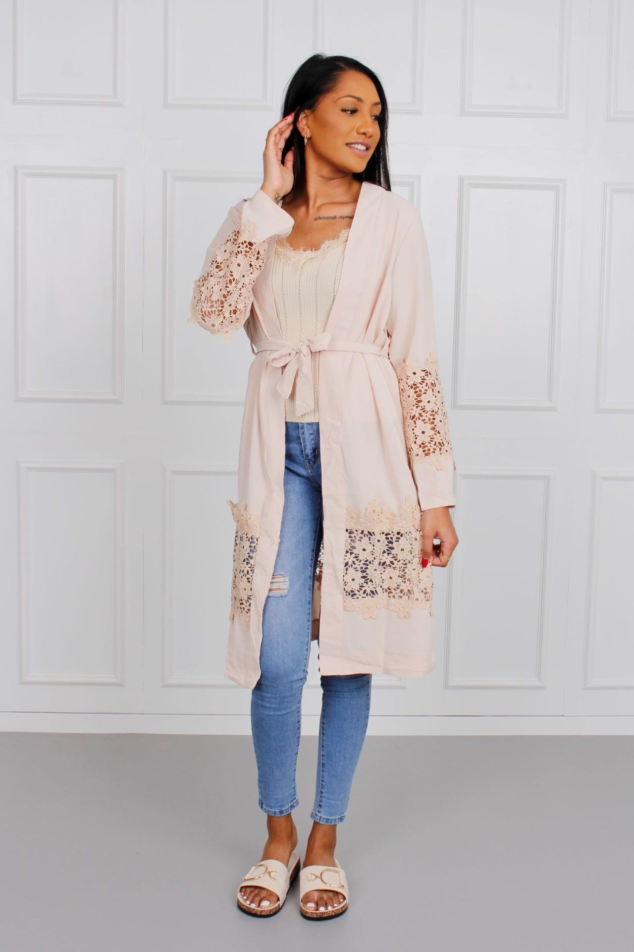 Spitzenkimono, beige 