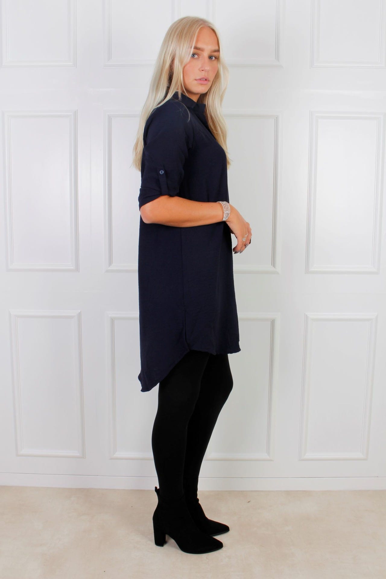 Oversize Tunikahemd mit Kragen, navy