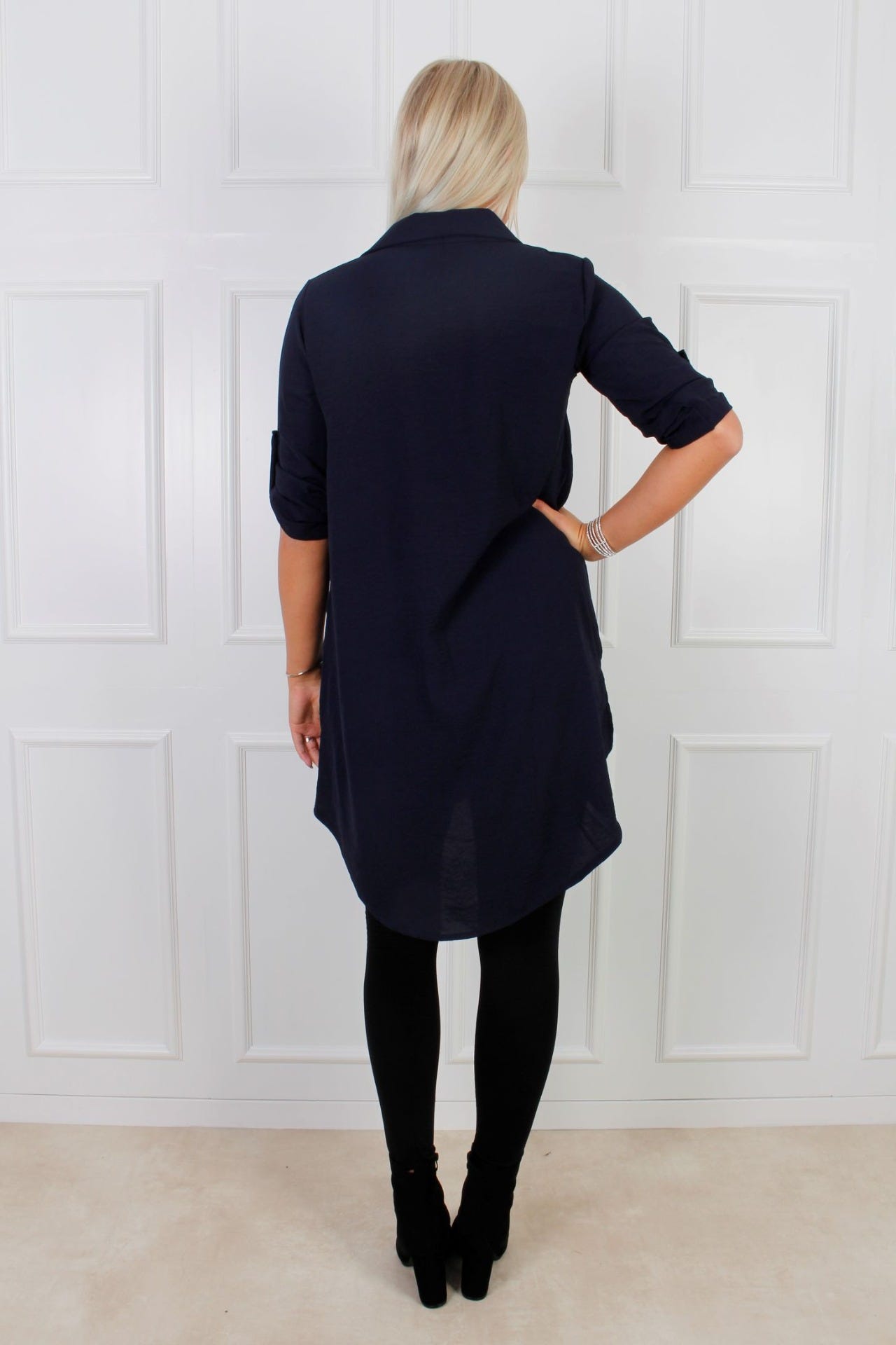 Oversize Tunikahemd mit Kragen, navy